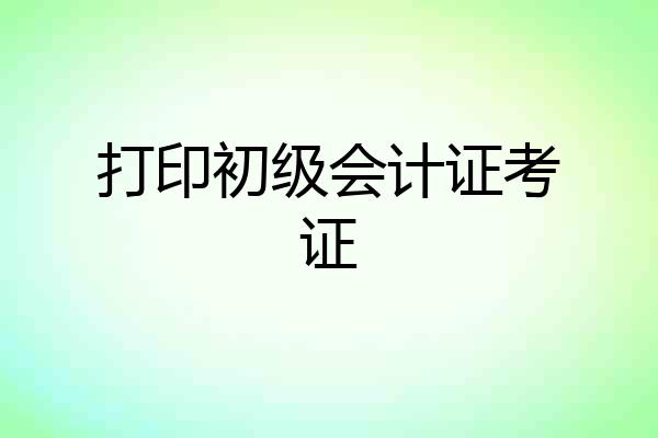 打印初级会计证考证