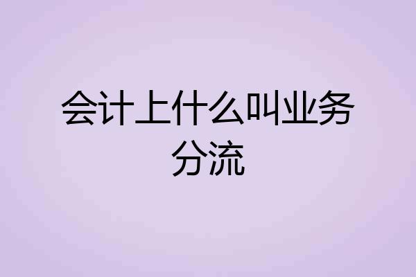 会计上什么叫业务分流