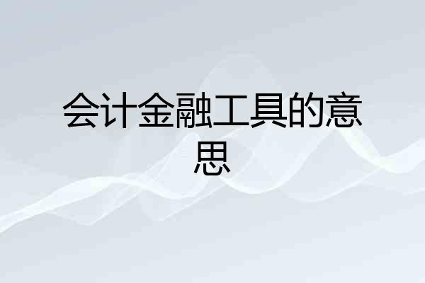 会计金融工具的意思