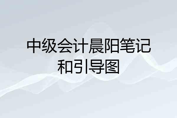 中级会计晨阳笔记和引导图