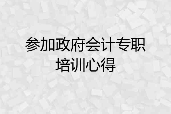 参加政府会计专职培训心得