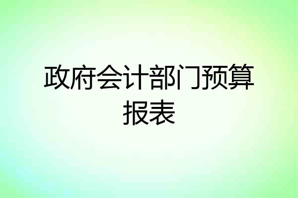 政府会计部门预算报表