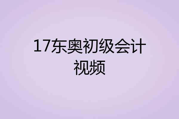 17东奥初级会计视频