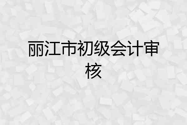 丽江市初级会计审核