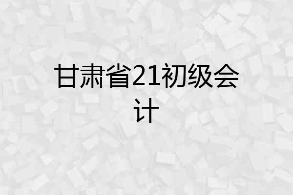甘肃省21初级会计