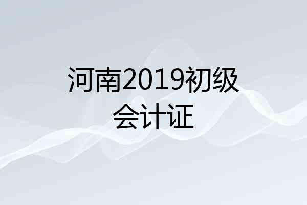 河南2019初级会计证