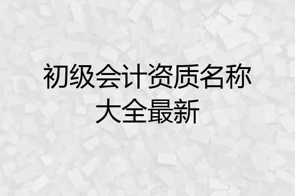 初级会计资质名称大全最新
