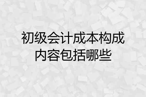 初级会计成本构成内容包括哪些