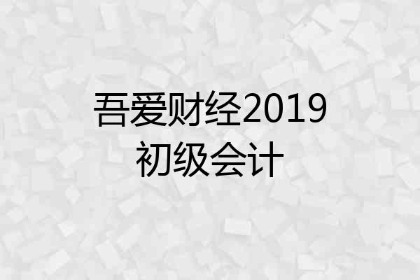 吾爱财经2019初级会计