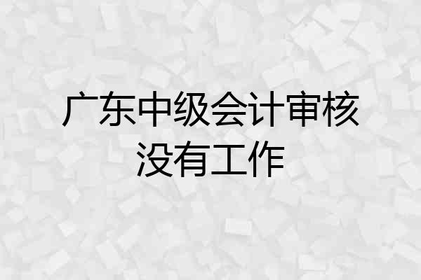 广东中级会计审核没有工作