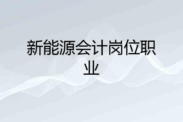 新能源会计岗位职业