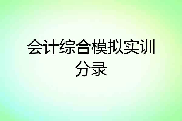 会计综合模拟实训分录