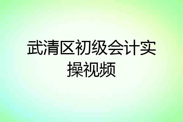 武清区初级会计实操视频