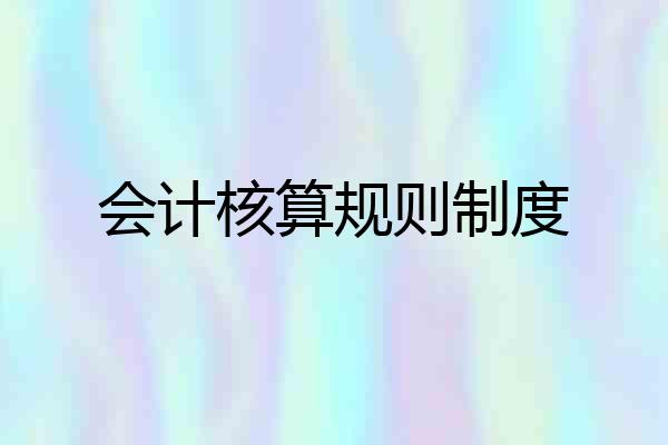 会计核算规则制度