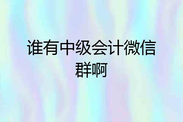 谁有中级会计微信群啊