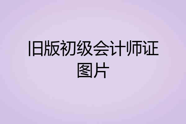 旧版初级会计师证图片