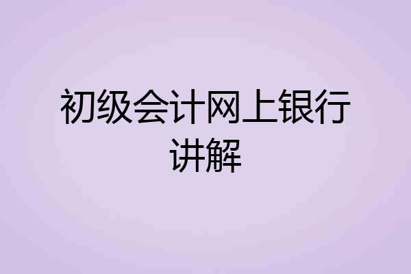 初级会计网上银行讲解