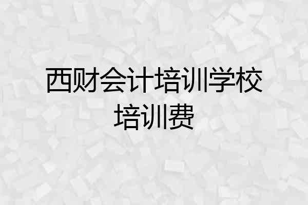 西财会计培训学校培训费