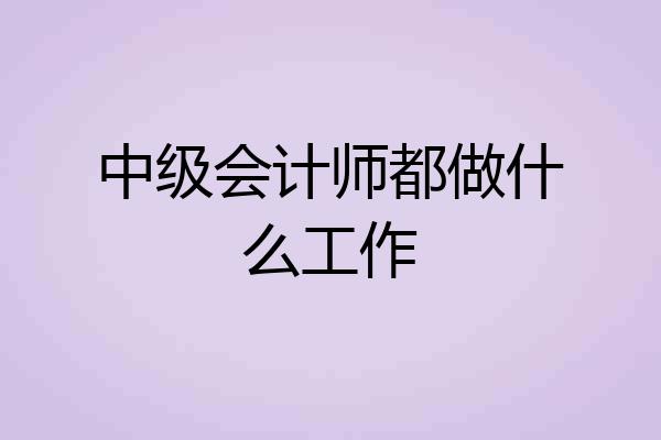 中级会计师都做什么工作