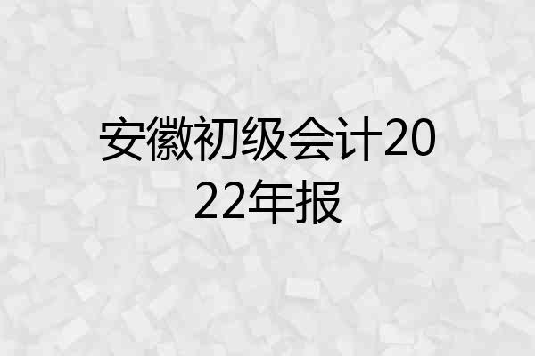 安徽初级会计2022年报