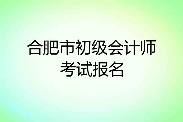 合肥市初级会计师考试报名