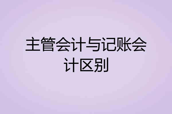 主管会计与记账会计区别