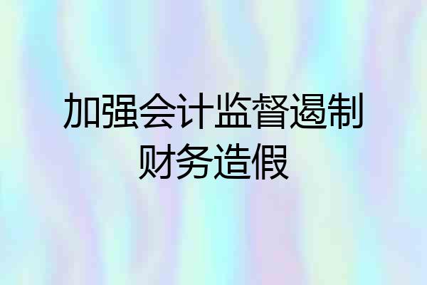 加强会计监督遏制财务造假