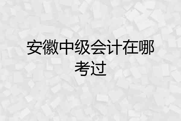 安徽中级会计在哪考过
