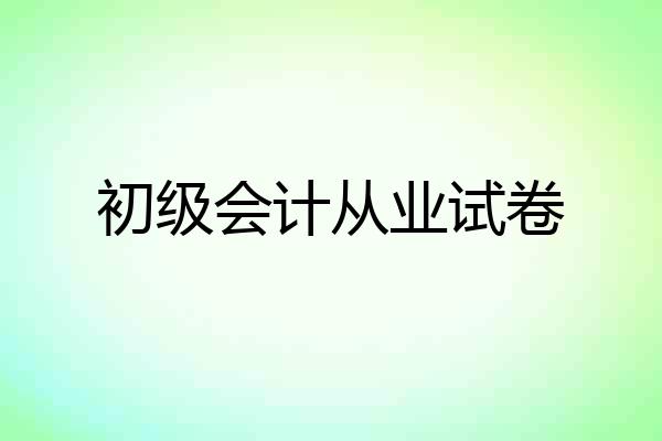 初级会计从业试卷