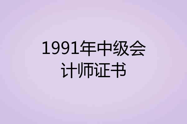 1991年中级会计师证书
