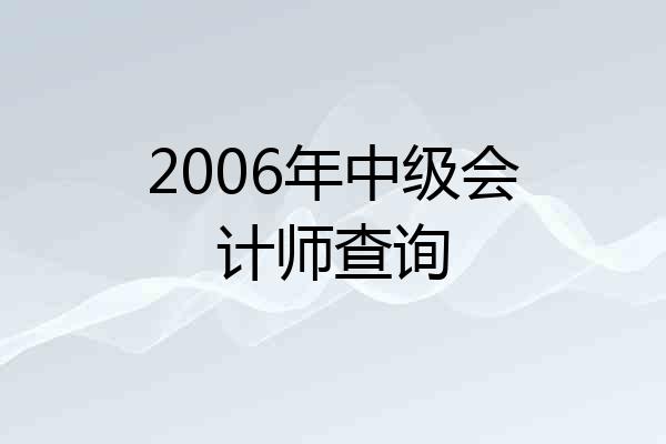 2006年中级会计师查询