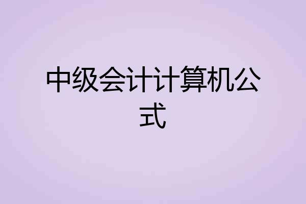 中级会计计算机公式