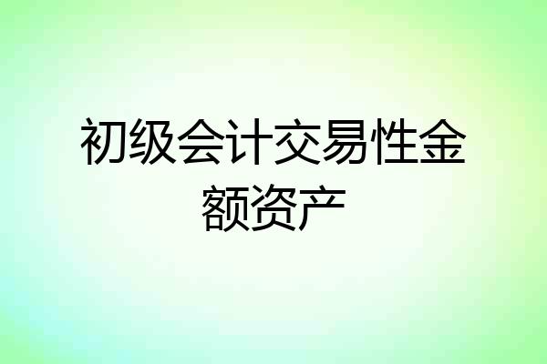 初级会计交易性金额资产
