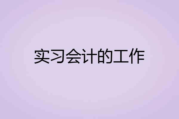 实习会计的工作