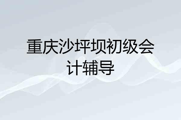 重庆沙坪坝初级会计辅导