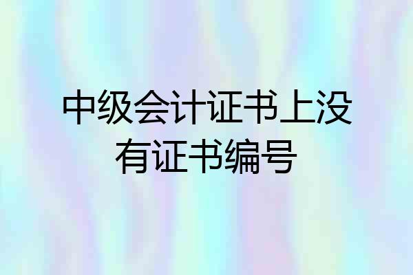 中级会计证书上没有证书编号