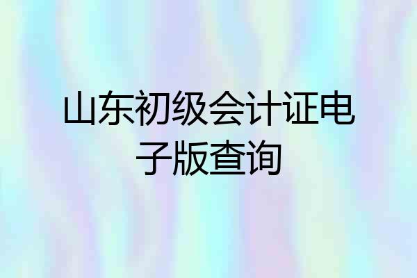 山东初级会计证电子版查询