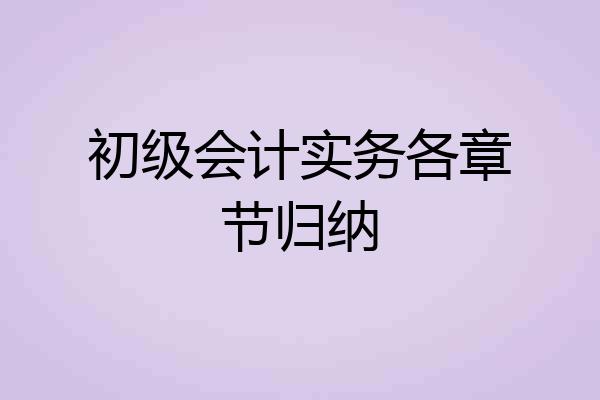 初级会计实务各章节归纳