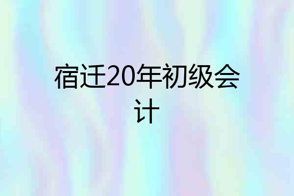 宿迁20年初级会计