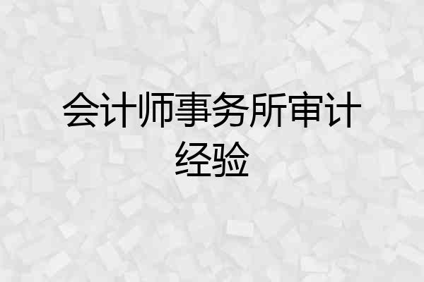 会计师事务所审计经验