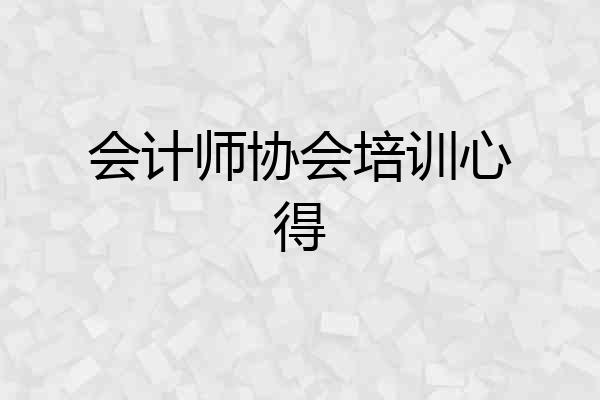 会计师协会培训心得