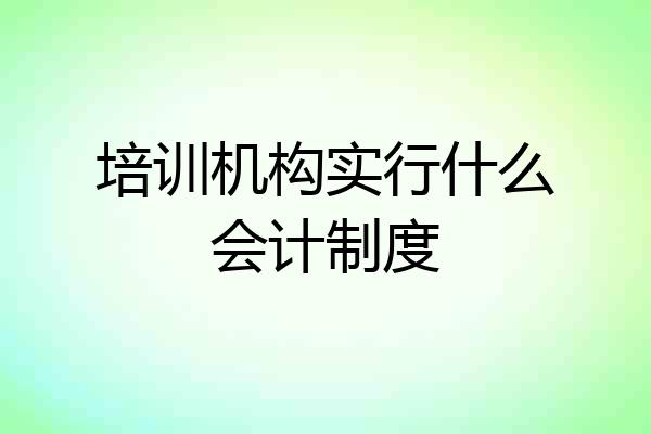 培训机构实行什么会计制度