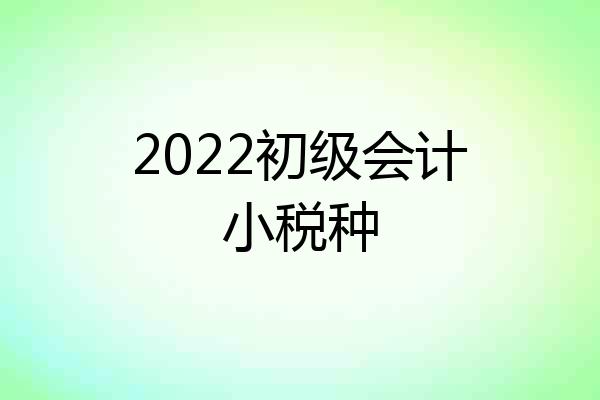 2022初级会计小税种