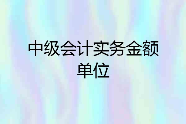 中级会计实务金额单位