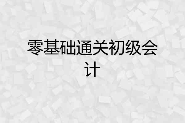 零基础通关初级会计