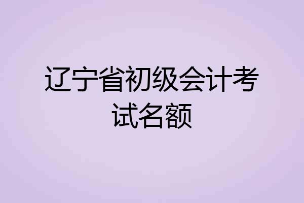 辽宁省初级会计考试名额