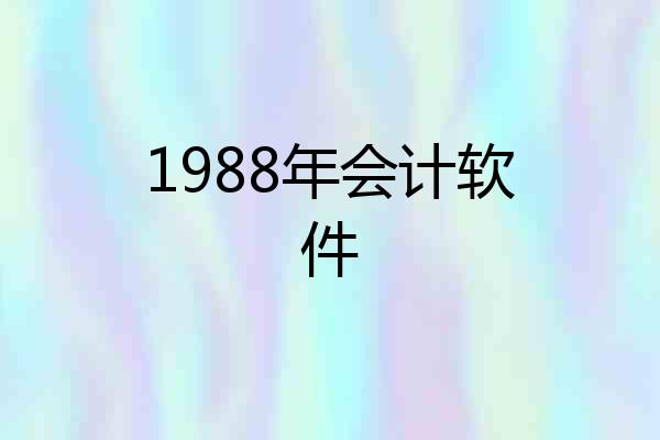 1988年会计软件