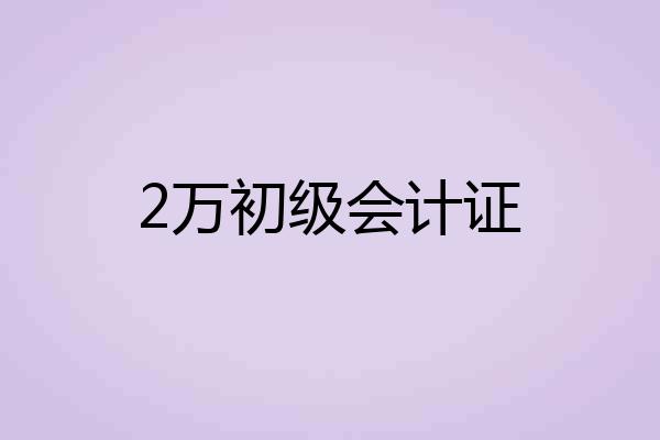 2万初级会计证