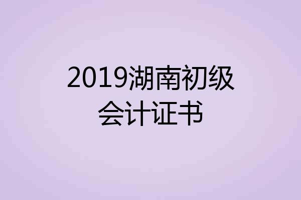 2019湖南初级会计证书