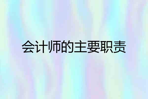 会计师的主要职责